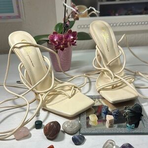 Forever 21 Cream Strappy Heels